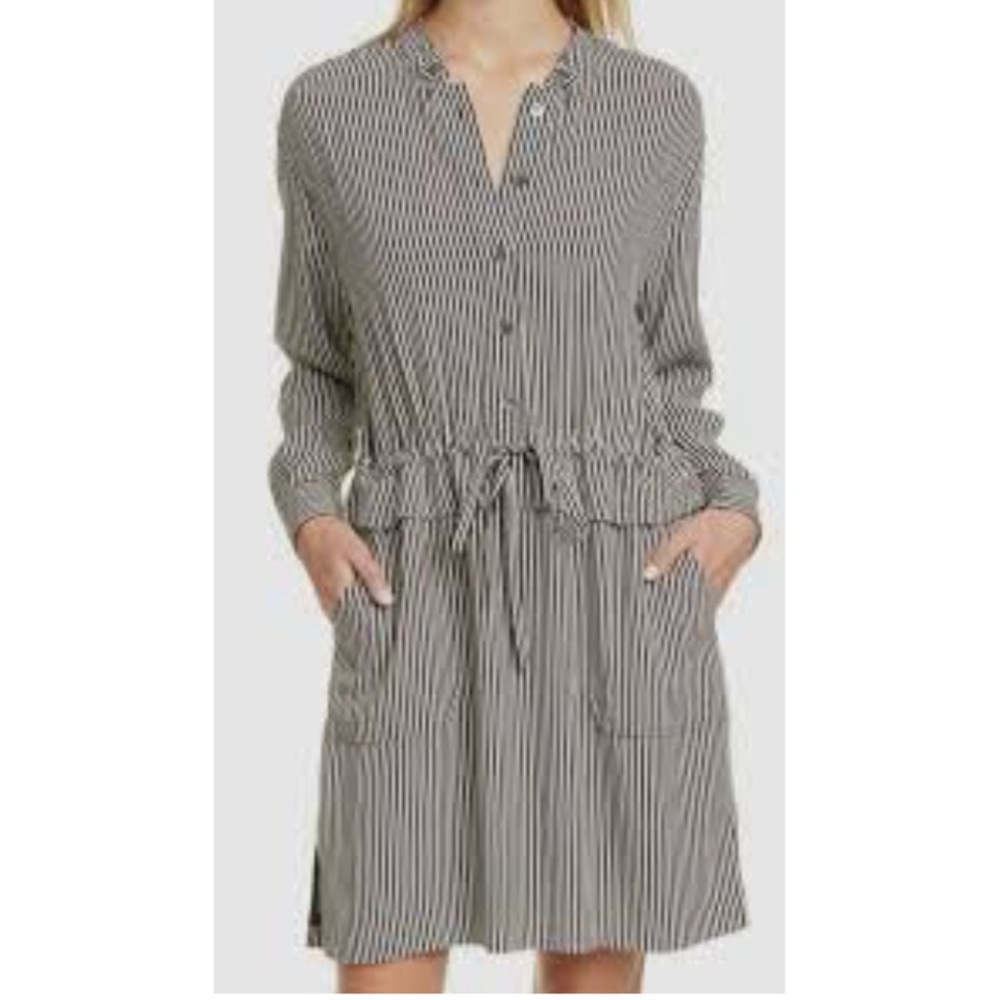 Equipment Black and White Striped Shirt Dress